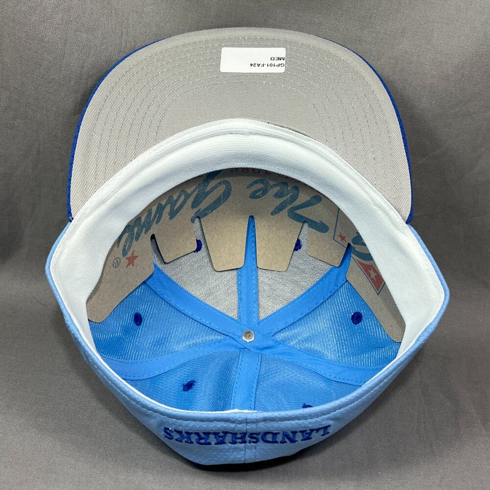 Land Sharks Travel Baseball The Game Pro Flex Fit M Hat Cap Blue Stretch Mens - Picture 12 of 14